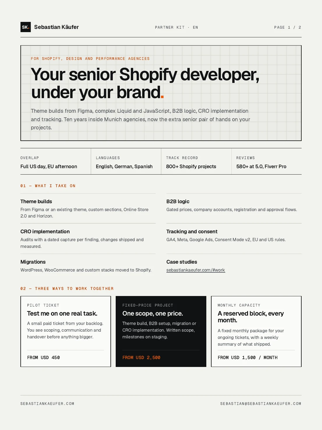 First page of the partner kit